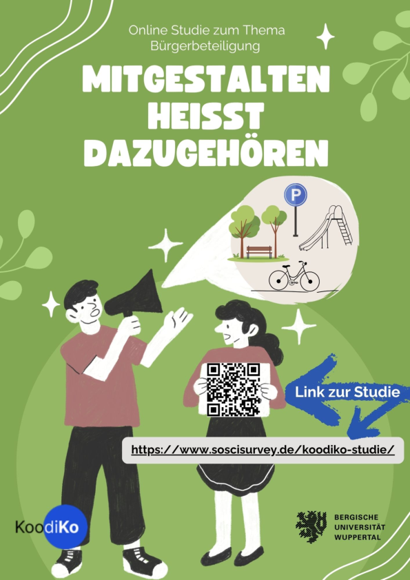 Die Abbildung zeigt einen Flyer zu einer psychologischen Studie zum Thema Bürgerbeteiligung.